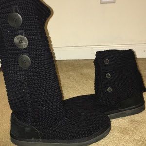 Black UGG crochet fur lined boots